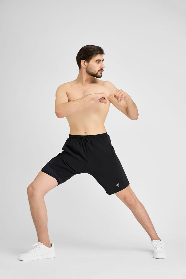 Variosports Lieblingslaufhose für Männer 2in1 Shorts mit Handytasche, Tights um Laufen
